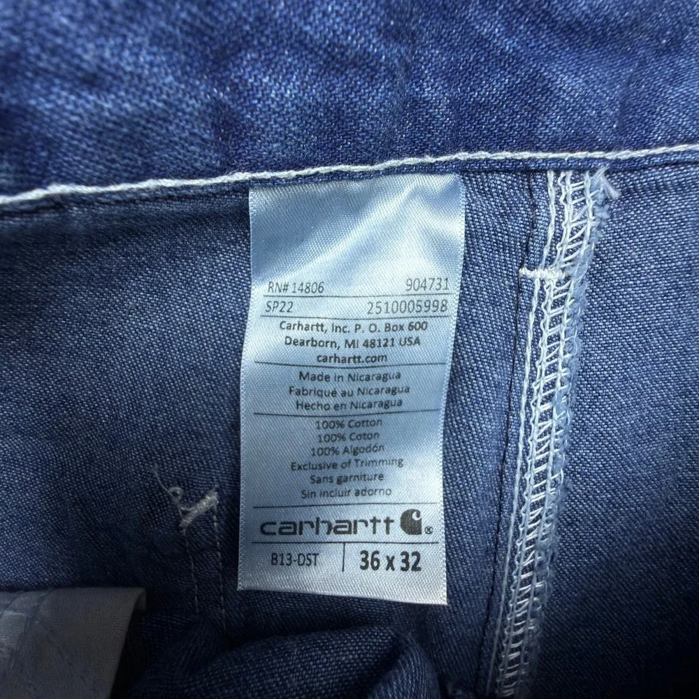 Carhartt Work Dungaree Denim Jeans Mens 36x32 B13 DST Darkstone NWT NOS